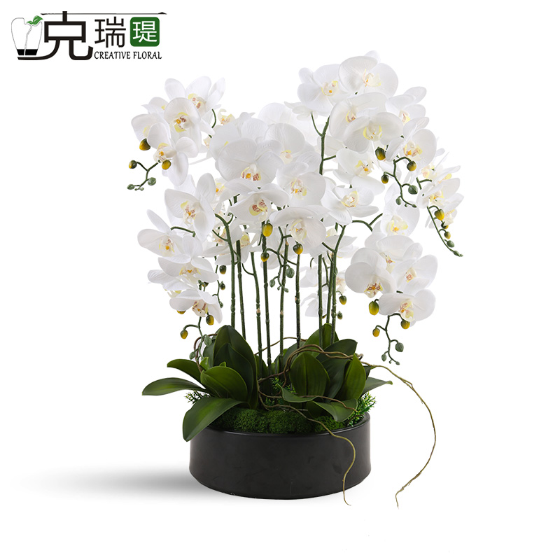 克瑞瑅新中式前台转角花艺客厅装饰仿真花软装饰品摆件  G50052