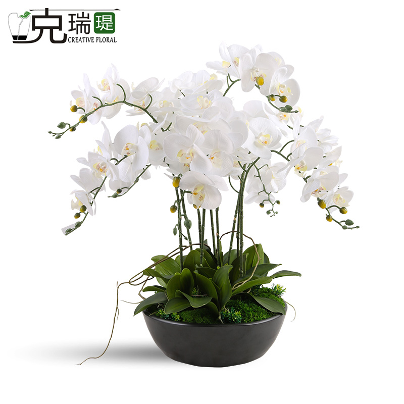 克瑞瑅新中式前台转角花艺客厅装饰仿真花软装饰品摆件  G50051