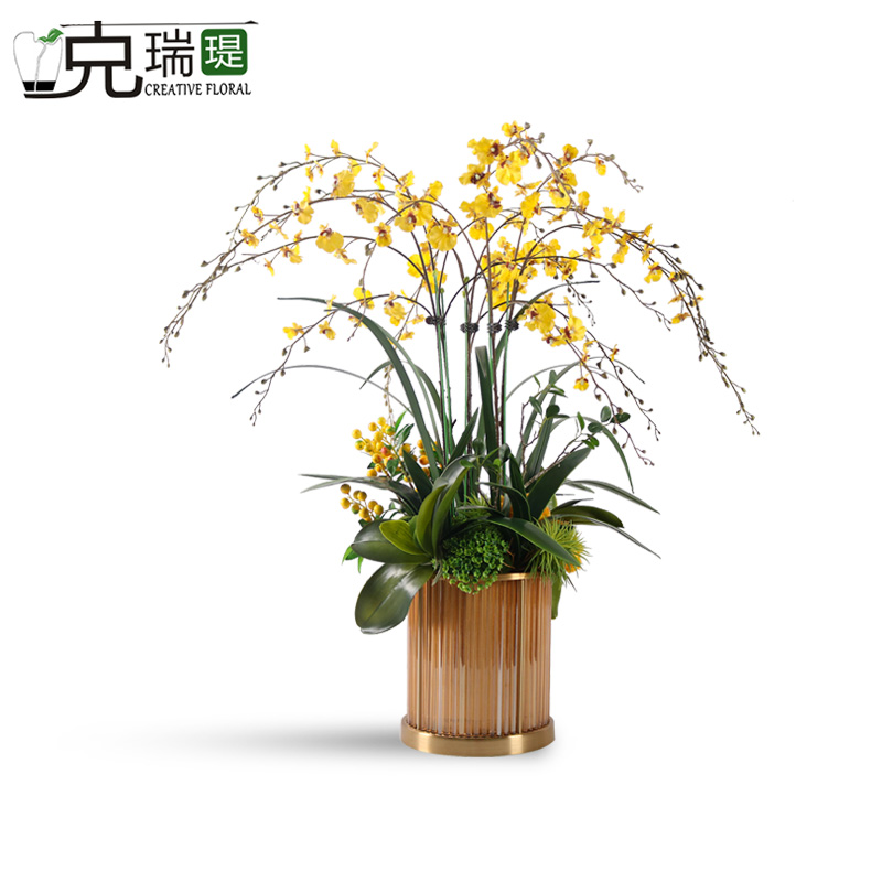 克瑞瑅现代简约前台转角客厅装饰仿真花软装饰品摆件 G50031