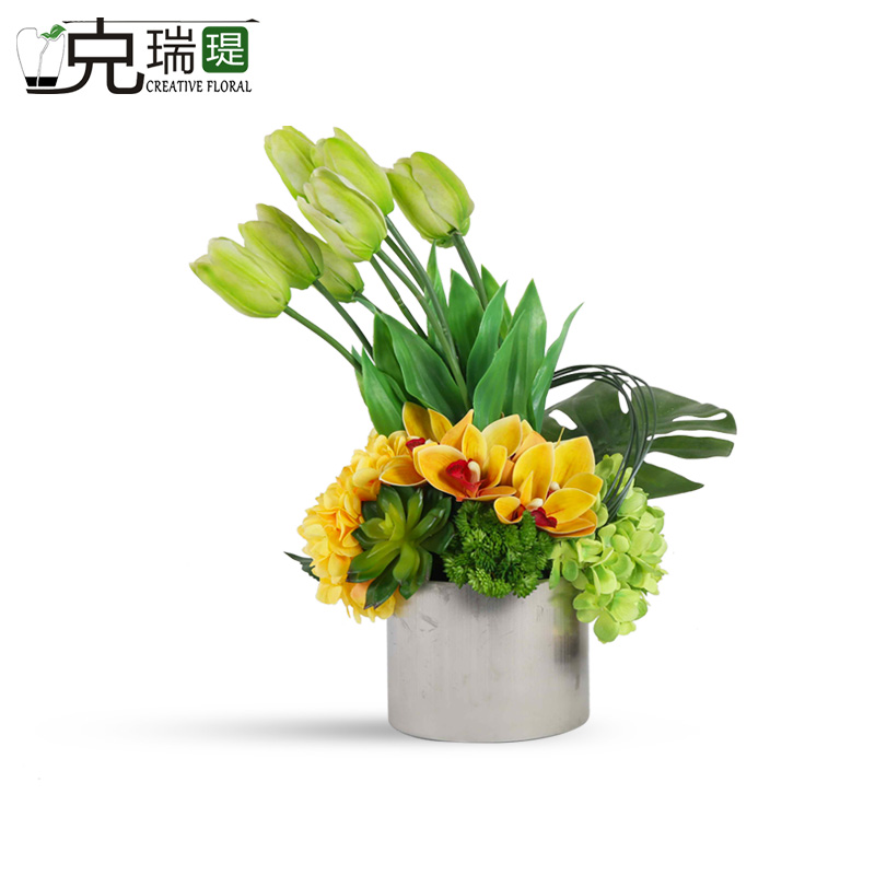 克瑞瑅现代简约玄关背景台客厅装饰仿真花软装饰品摆件 G40278