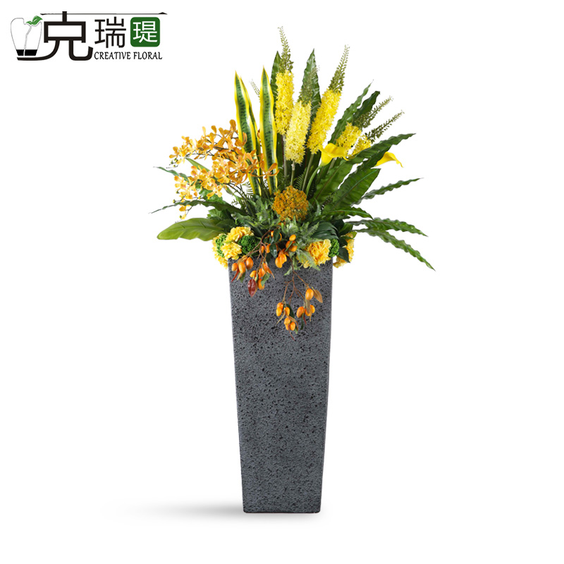 克瑞瑅新中式落地花艺客厅装饰仿真花软装饰品摆件 G30036