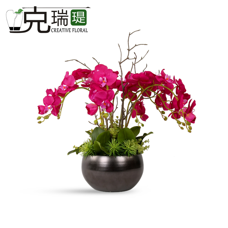 克瑞瑅新中式玄关背景台客厅装饰仿真花软装饰品摆件 G40132