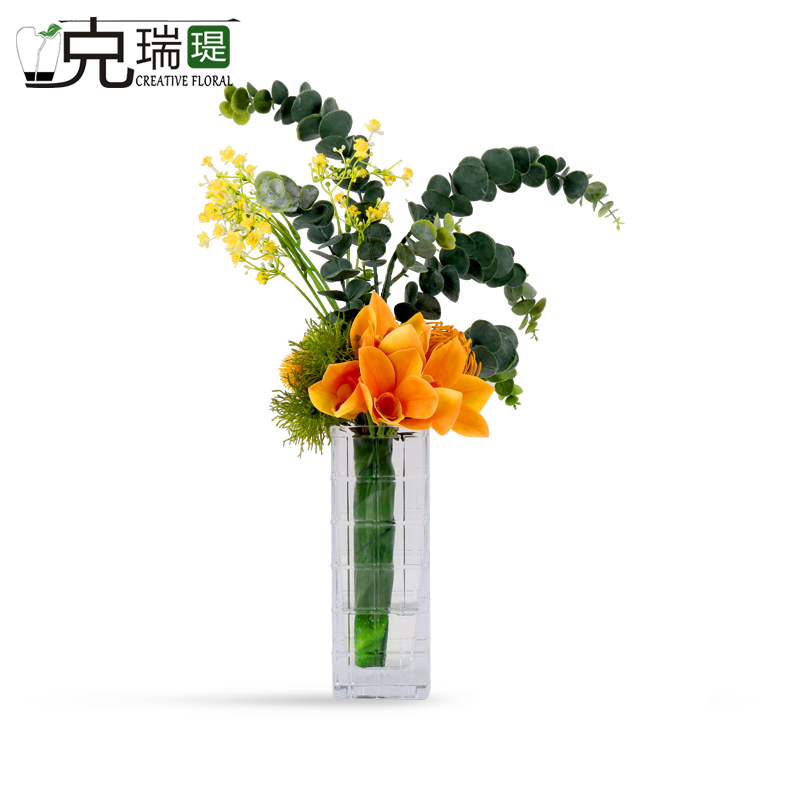 克瑞瑅现代简约玄关背景台客厅装饰仿真花软装饰品摆件 G40080