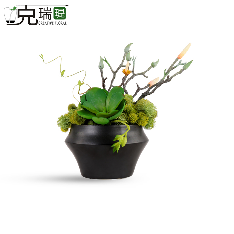 克瑞瑅新中式玄关背景台客厅装饰仿真花软装饰品摆件 G40071