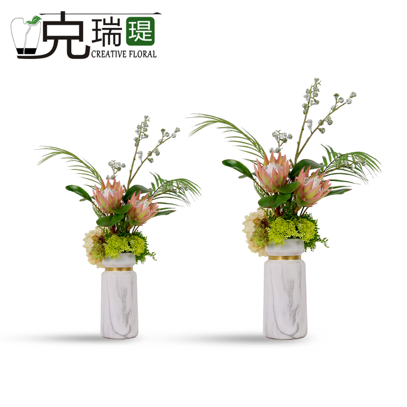 克瑞瑅现代简约玄关背景台客厅装饰仿真花软装饰品摆件 G40045
