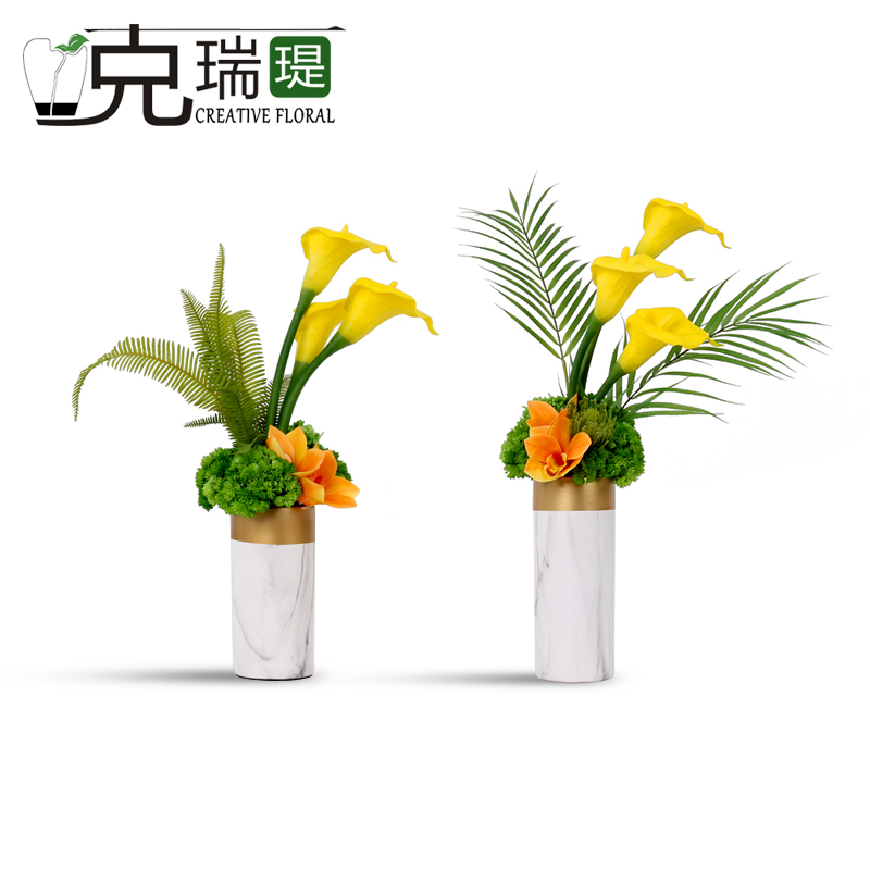 克瑞瑅现代简约玄关背景台客厅装饰仿真花软装饰品摆件 G40043