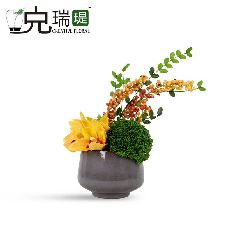 克瑞瑅现代简约玄关背景台客厅装饰仿真花软装饰品摆件 G40031