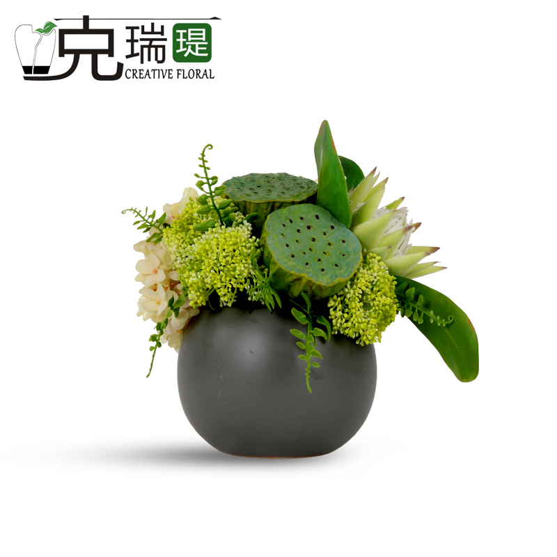 克瑞瑅新中式玄关背景台客厅装饰仿真花软装饰品摆件 G40027