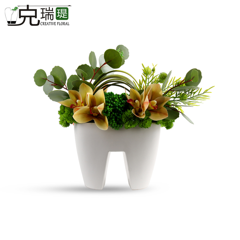 克瑞瑅现代简约玄关背景台客厅装饰仿真花软装饰品摆件 G40016